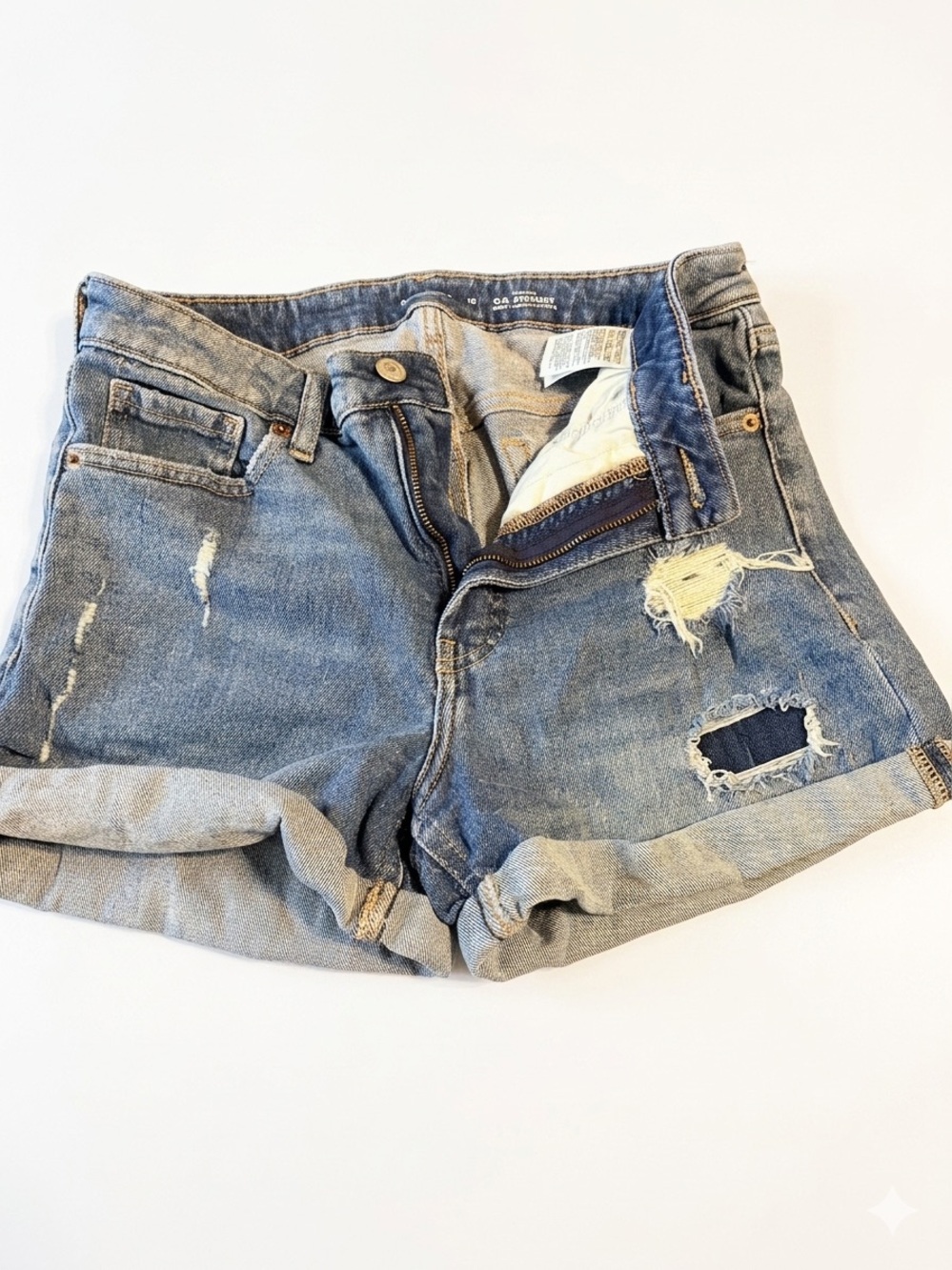 Old Navy Distressed Rolled Hem Jean Shorts - Blue